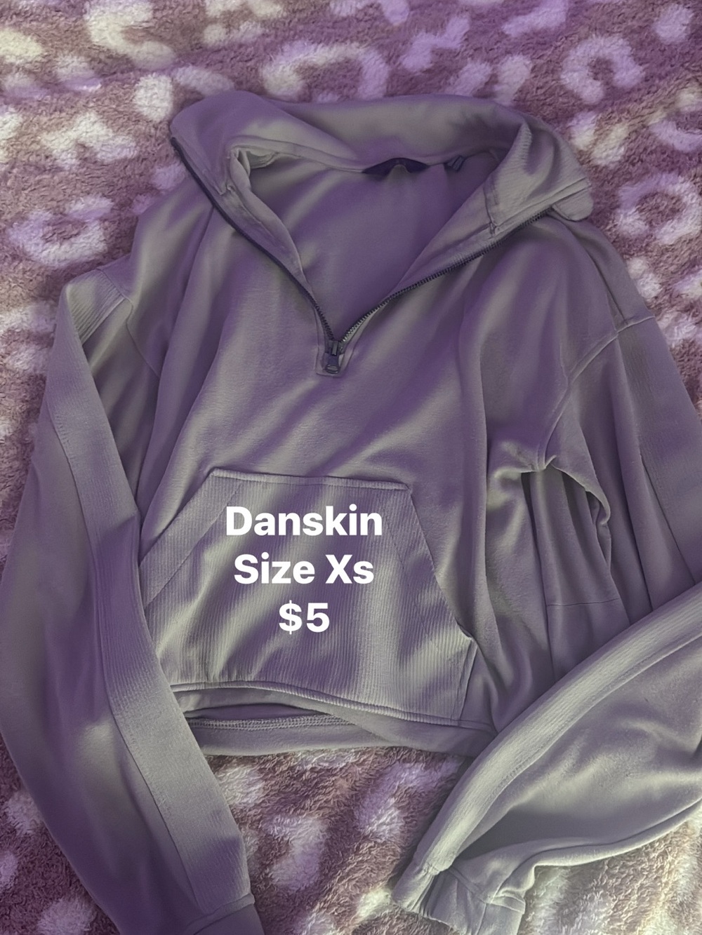 Danskin Lavender Pullover Quarter-Zip Hoodie